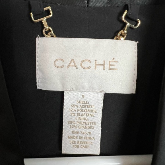 Cache black single button shiny blazer gold hardware y2k size 0 - Picture 3 of 3